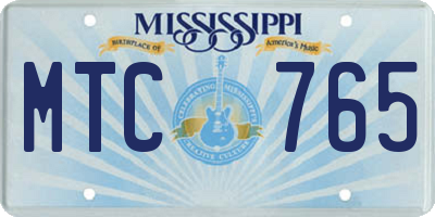 MS license plate MTC765