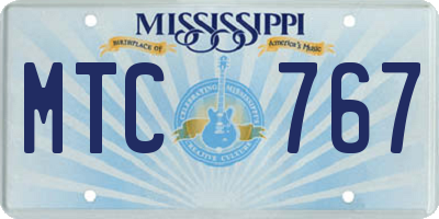MS license plate MTC767