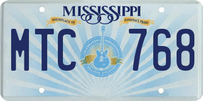 MS license plate MTC768