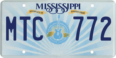 MS license plate MTC772