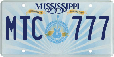 MS license plate MTC777