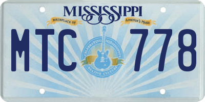 MS license plate MTC778