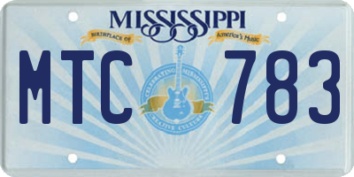 MS license plate MTC783