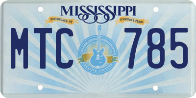 MS license plate MTC785