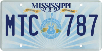 MS license plate MTC787