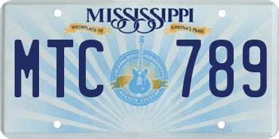MS license plate MTC789