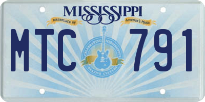 MS license plate MTC791