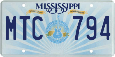 MS license plate MTC794