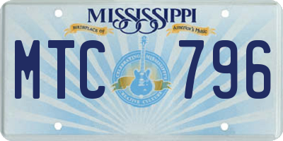 MS license plate MTC796