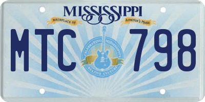 MS license plate MTC798
