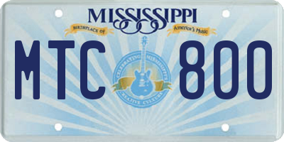 MS license plate MTC800