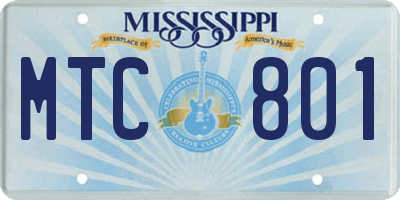 MS license plate MTC801