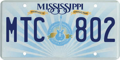 MS license plate MTC802