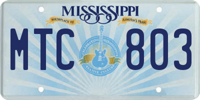 MS license plate MTC803