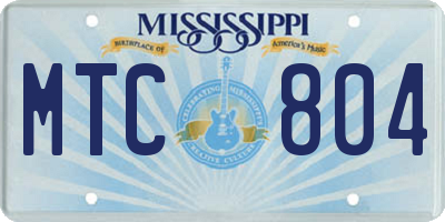 MS license plate MTC804