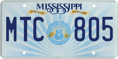 MS license plate MTC805