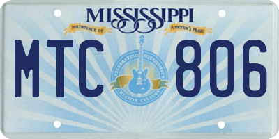 MS license plate MTC806