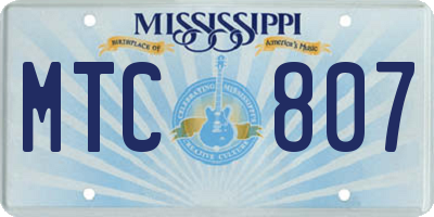 MS license plate MTC807