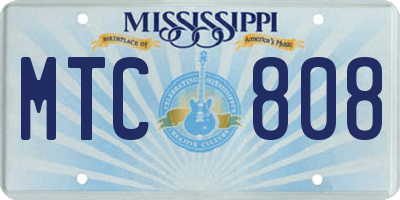 MS license plate MTC808