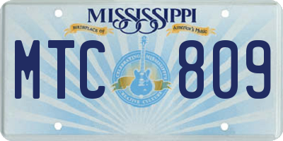 MS license plate MTC809