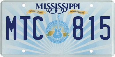 MS license plate MTC815