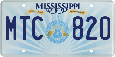 MS license plate MTC820