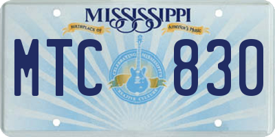 MS license plate MTC830