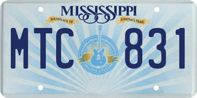 MS license plate MTC831