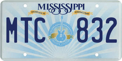 MS license plate MTC832