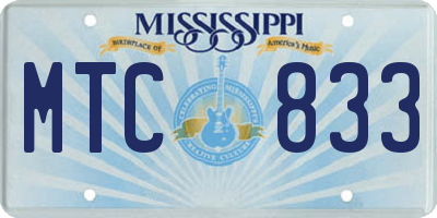 MS license plate MTC833