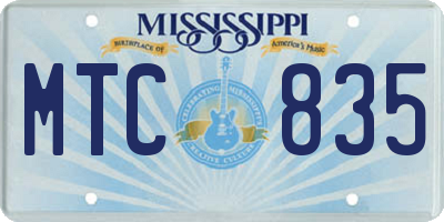MS license plate MTC835