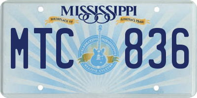 MS license plate MTC836
