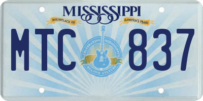 MS license plate MTC837
