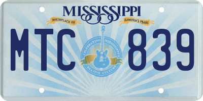 MS license plate MTC839