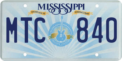 MS license plate MTC840