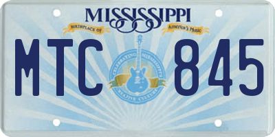 MS license plate MTC845