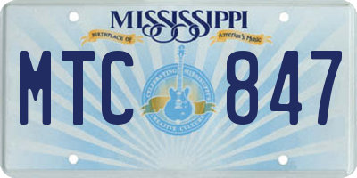 MS license plate MTC847