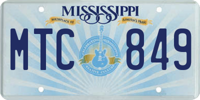 MS license plate MTC849
