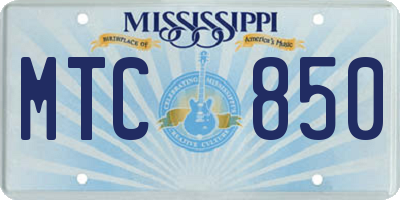 MS license plate MTC850
