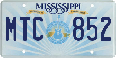 MS license plate MTC852