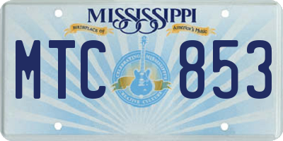 MS license plate MTC853