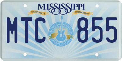 MS license plate MTC855