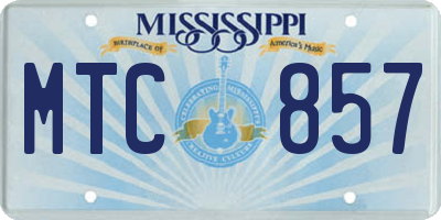 MS license plate MTC857