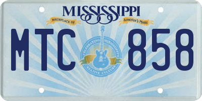 MS license plate MTC858