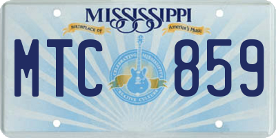 MS license plate MTC859
