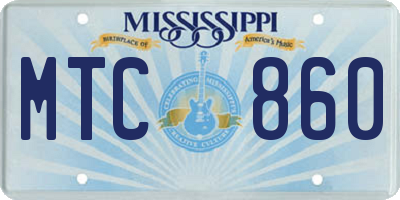 MS license plate MTC860