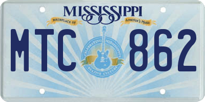MS license plate MTC862