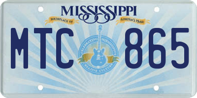 MS license plate MTC865