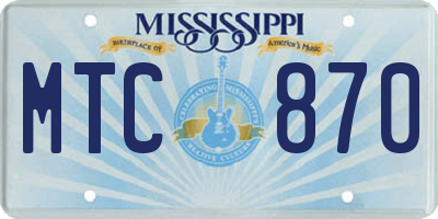 MS license plate MTC870