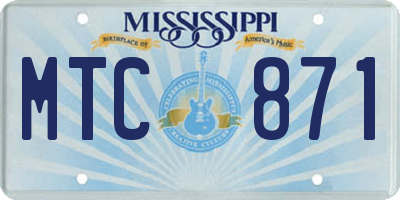 MS license plate MTC871